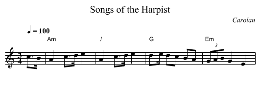 Songs of the Harpist - staff notation
