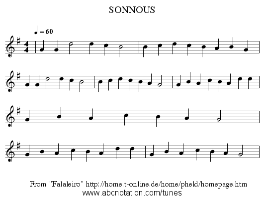 SONNOUS - staff notation