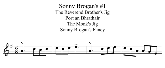 Sonny Brogan's #1 - staff notation