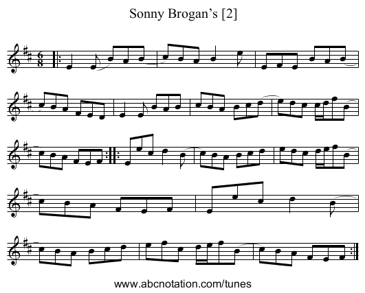 Sonny Brogan’s [2] - staff notation