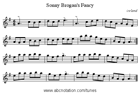Sonny Brogan's Fancy - staff notation