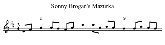 Sonny Brogan's Mazurka - staff notation