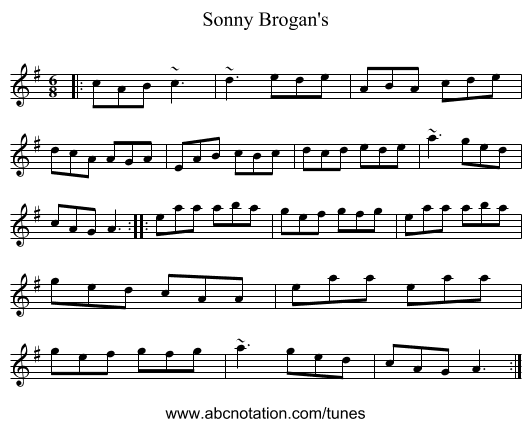 Sonny Brogan's - staff notation