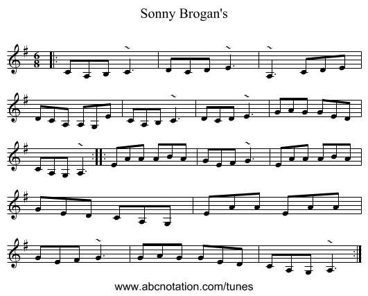 Sonny Brogan's - staff notation