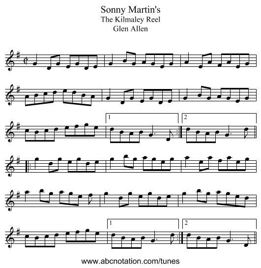 Sonny Martin's - staff notation