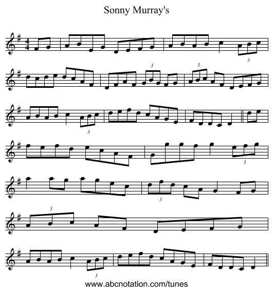 Sonny Murray's - staff notation