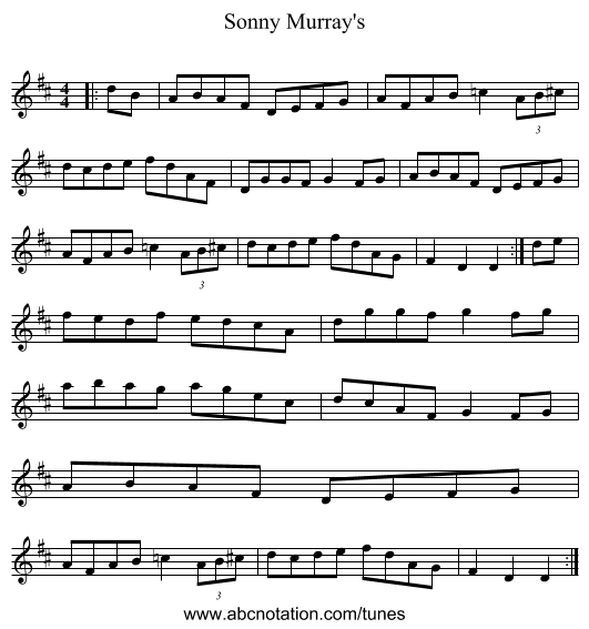 Sonny Murray's - staff notation