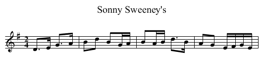 Sonny Sweeney's - staff notation