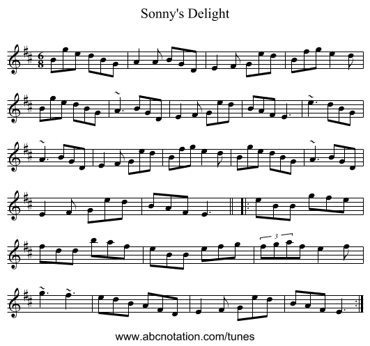 Sonny's Delight - staff notation