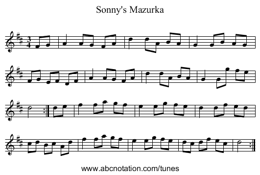 Sonny's Mazurka - staff notation