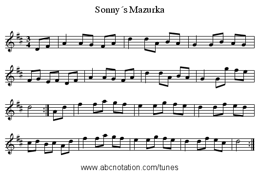 Sonny´s Mazurka - staff notation