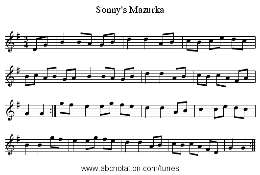 Sonny's Mazurka - staff notation