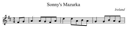 Sonny's Mazurka - staff notation
