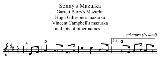 Sonny's Mazurka - staff notation