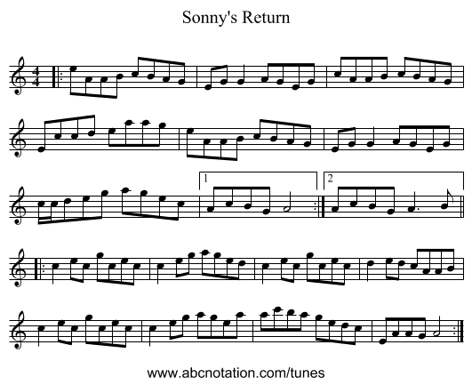 Sonny's Return - staff notation