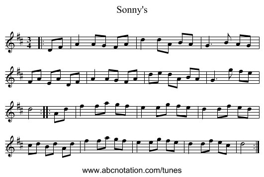 Sonny's - staff notation