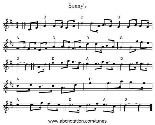 Sonny's - staff notation