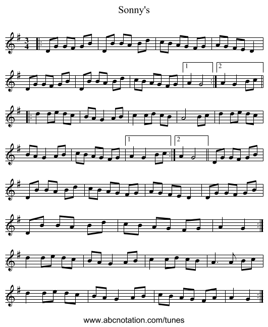 Sonny's - staff notation