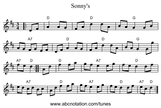 Sonny's - staff notation