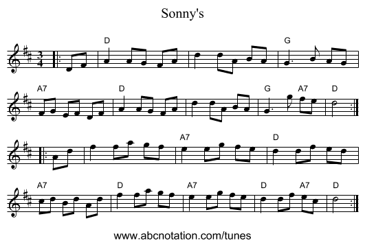 Sonny's - staff notation