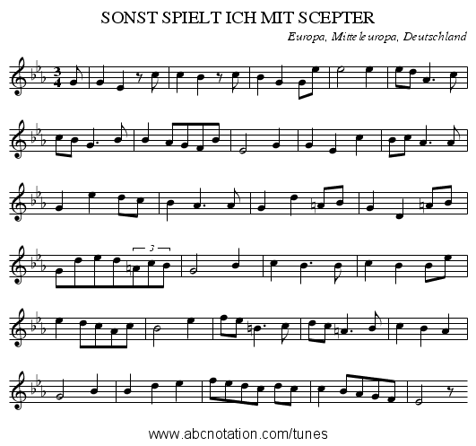 SONST SPIELT ICH MIT SCEPTER - staff notation