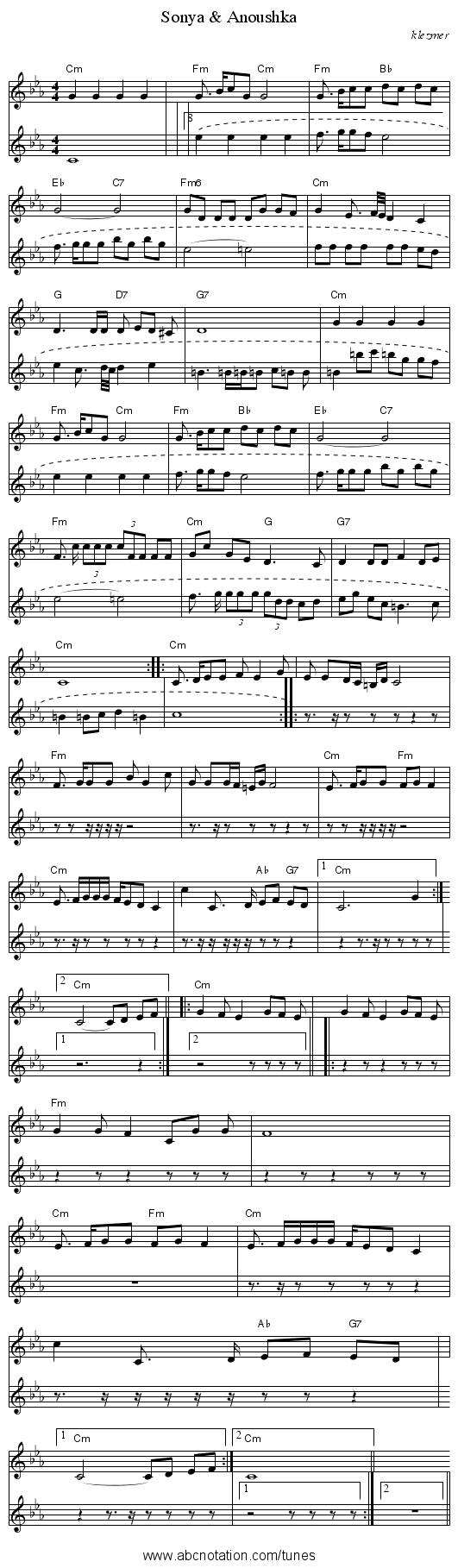 Sonya & Anoushka - staff notation