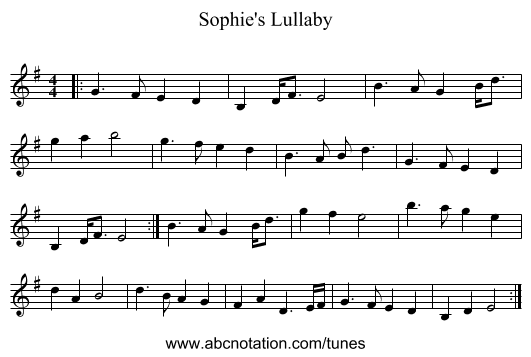 Sophie's Lullaby - staff notation