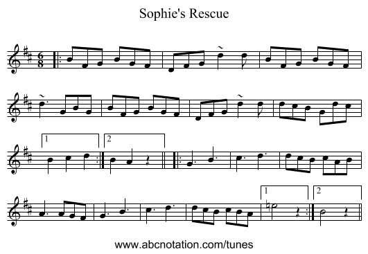 Sophie's Rescue - staff notation