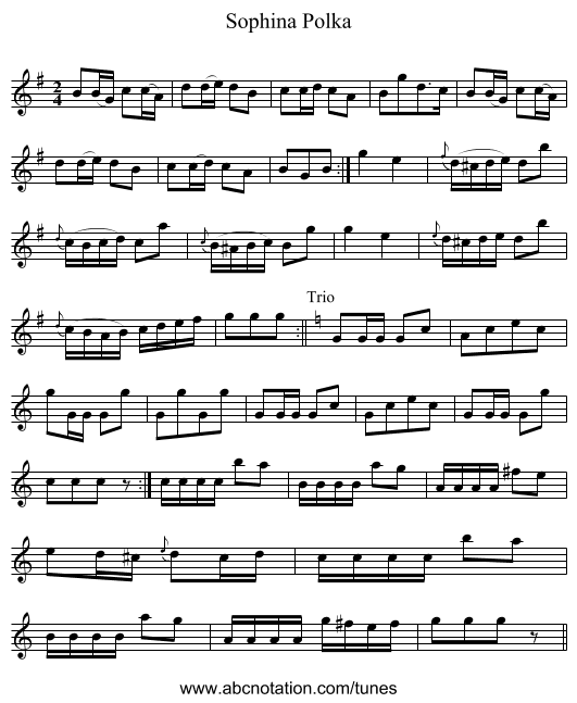Sophina Polka - staff notation