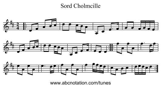Sord Cholmcille - staff notation