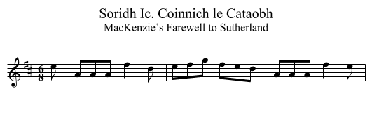 Soridh Ic. Coinnich le Cataobh - staff notation