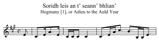 Soridh leis an t’ seann’ bhlian’ - staff notation