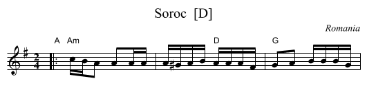 Soroc  [D] - staff notation