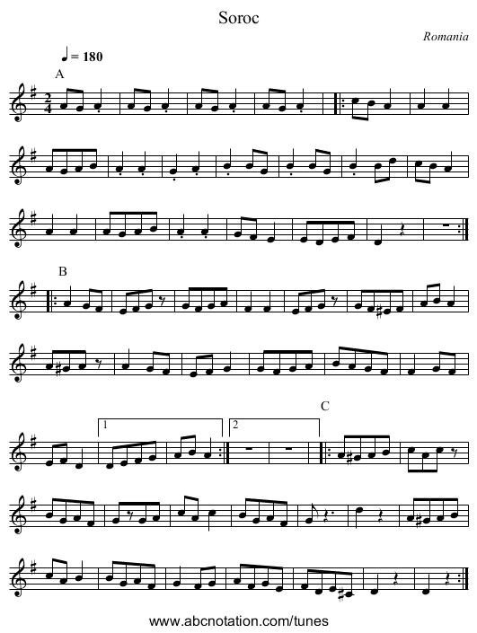 Soroc - staff notation