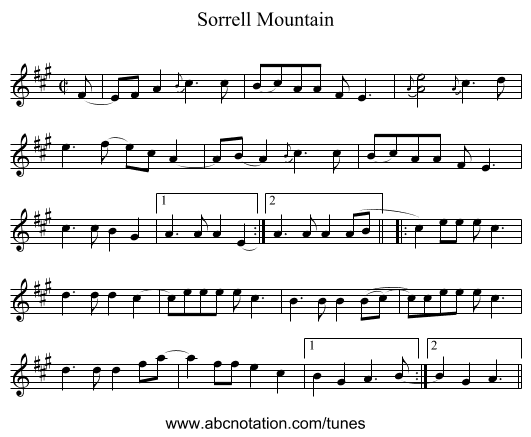 Sorrell Mountain - staff notation