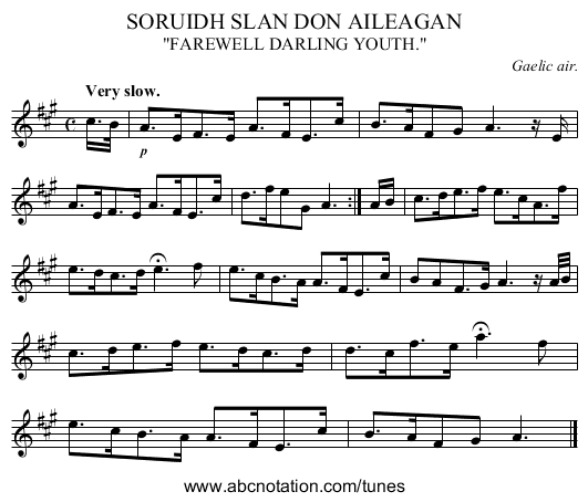 SORUIDH SLAN DON AILEAGAN - staff notation