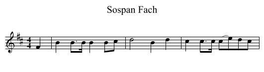 Sospan Fach - staff notation