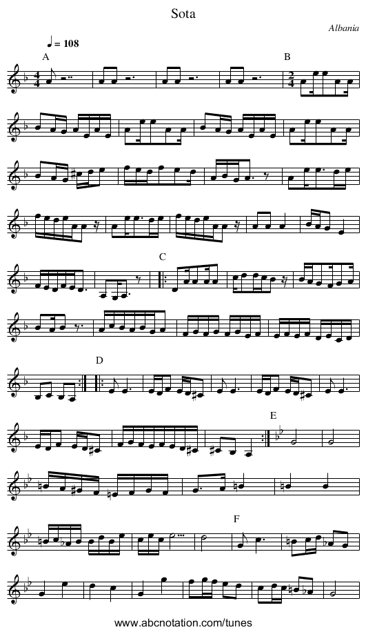 Sota - staff notation