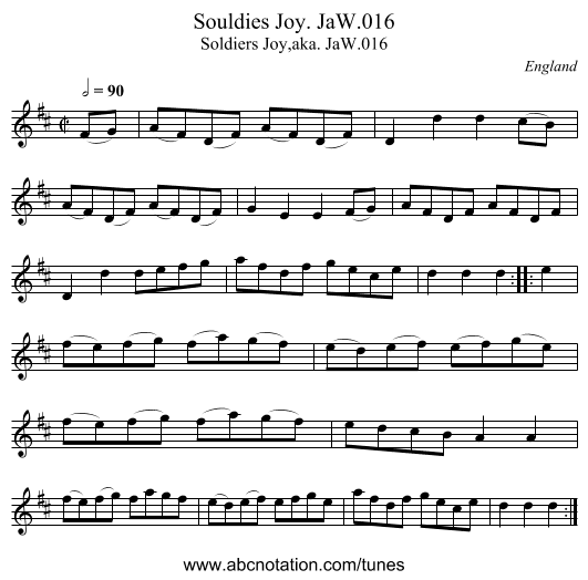 Souldies Joy. JaW.016 - staff notation