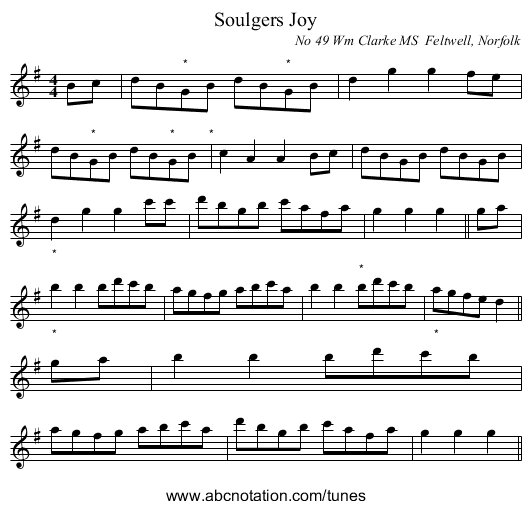 Soulgers Joy - staff notation