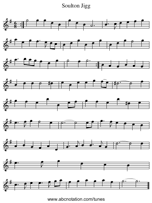 Soulton Jigg - staff notation