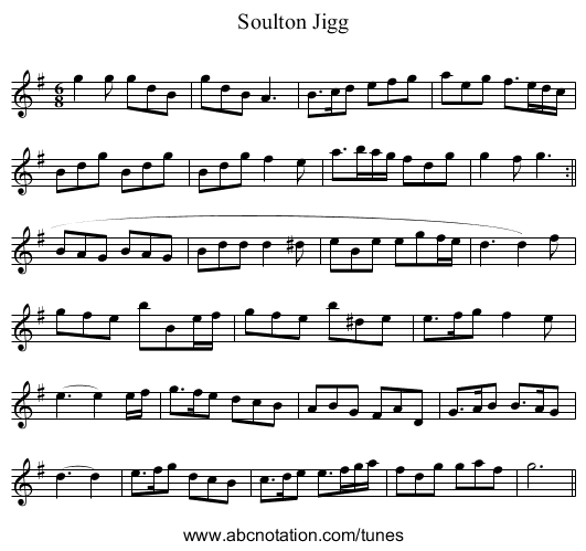 Soulton Jigg - staff notation
