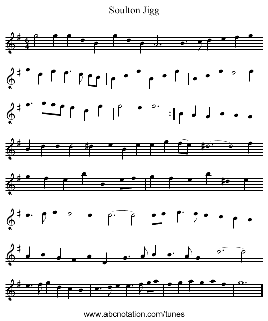 Soulton Jigg - staff notation