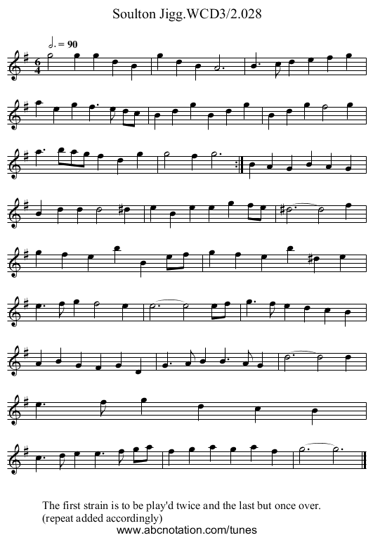 Soulton Jigg.WCD3/2.028 - staff notation