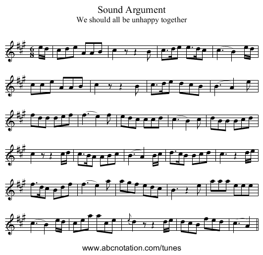 Sound Argument - staff notation