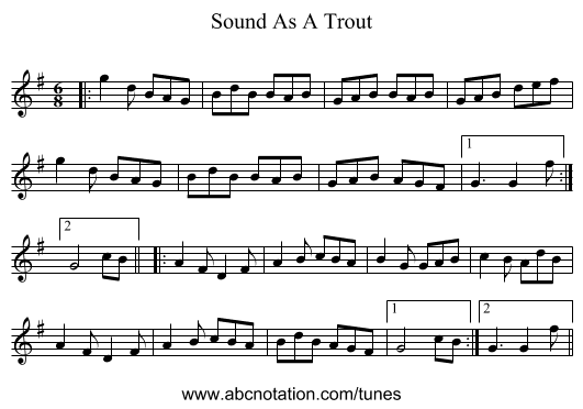 Sound As A Trout - staff notation