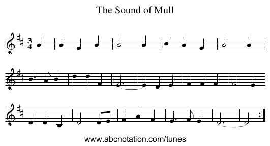 Sound of Mull, The - staff notation
