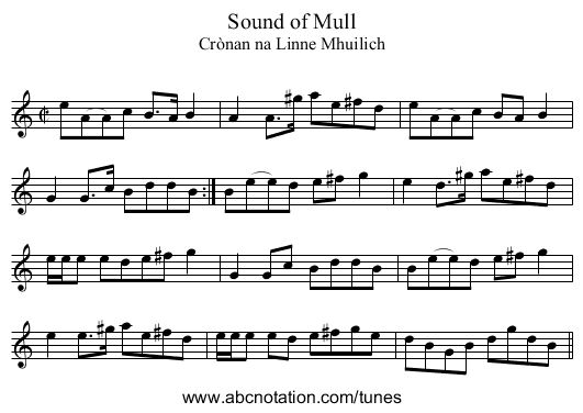 Sound of Mull - staff notation