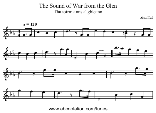 Sound of War from the Glen, The - staff notation