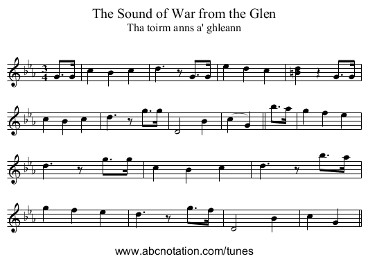 Sound of War from the Glen, The - staff notation